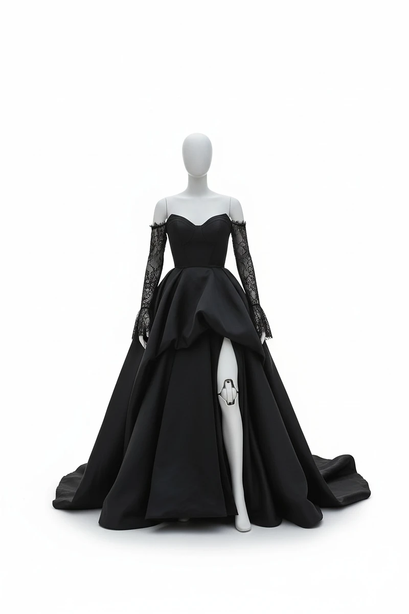 The Midnight Elegance Black Wedding Dress
