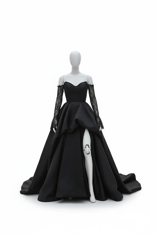 The Midnight Elegance Black Wedding Dress