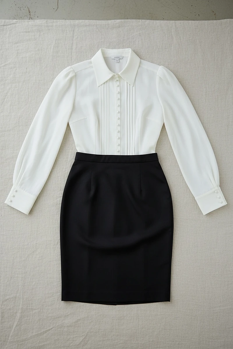Women's Pencil Skirt & Blouse Job Interview Outfit