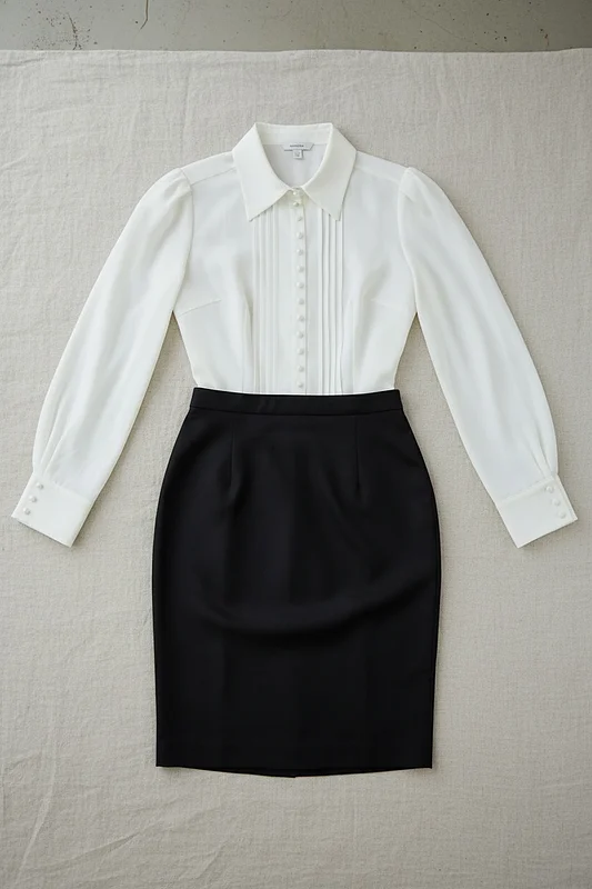 Women's Pencil Skirt & Blouse Job Interview Outfit