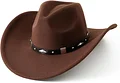 Lanzom Men Classic Felt Wide Brim Western Cowboy Hat
