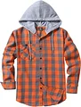 ZITY Men's Flannel Hoodie Shirts Casual Button Down Plaid Shirt