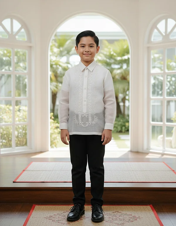 Long Sleeve Ivory Barong Tagalog for boys