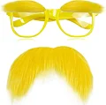 Yellow Mustache and Eyebrows With Glasses Halloween Costume Accessories for Adult