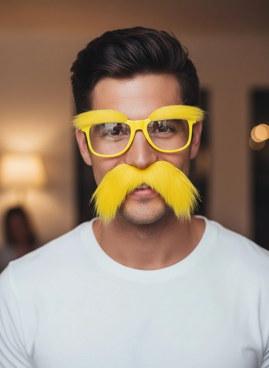 Yellow Mustache and Eyebrows With Glasses Lorax Costume Accessories for Adult
