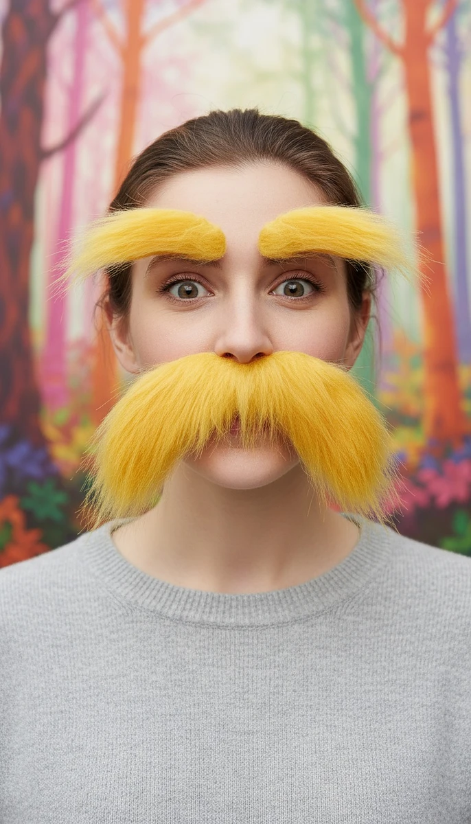 2 PCS Yellow Mustache & Eyebrows with Spare Tape