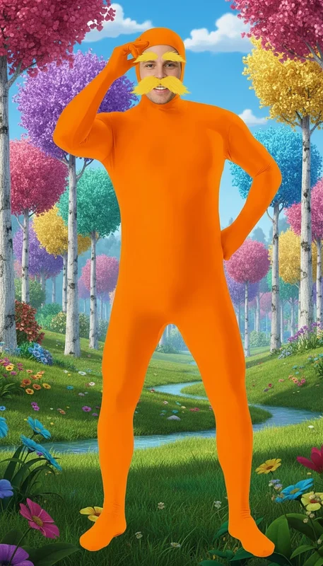 Orange Jumpsuit Yellow Mustache and Eyebrows