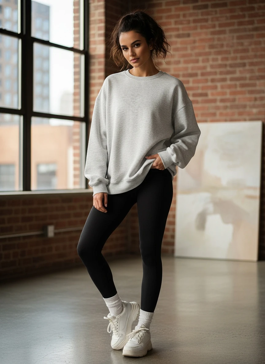 Grey EFAN Women’s Oversized Crew Neck Sweater